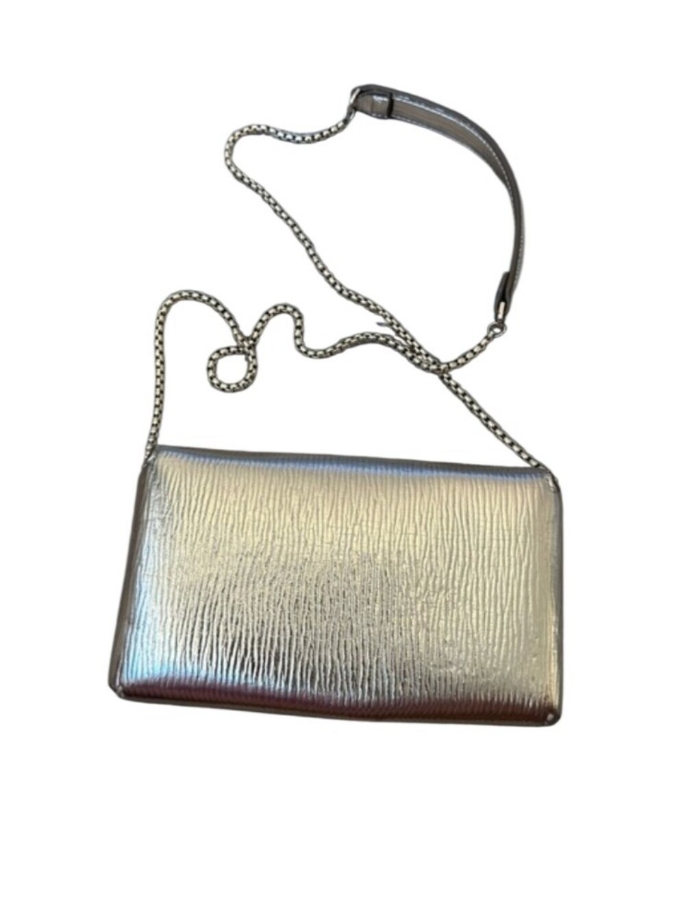 NWOT Zara Metallic Silver Envelope Crossbody Bag with Chain Strap - Picture 5 of 7